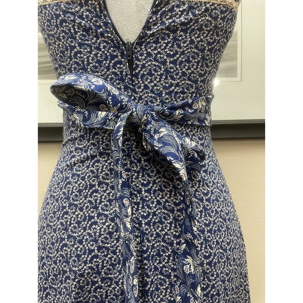 Gunne Sax by Jessica McClintock prairie midi dress blue and white calico MINT - Picture 11 of 16